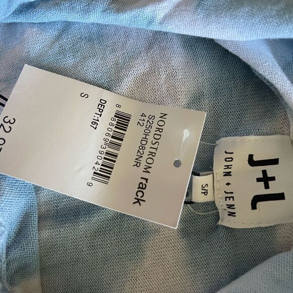 John + Jenn blue wash tie dye knit sweatshirt 100% cotton drawstring hoodie sz S - Picture 9 of 11